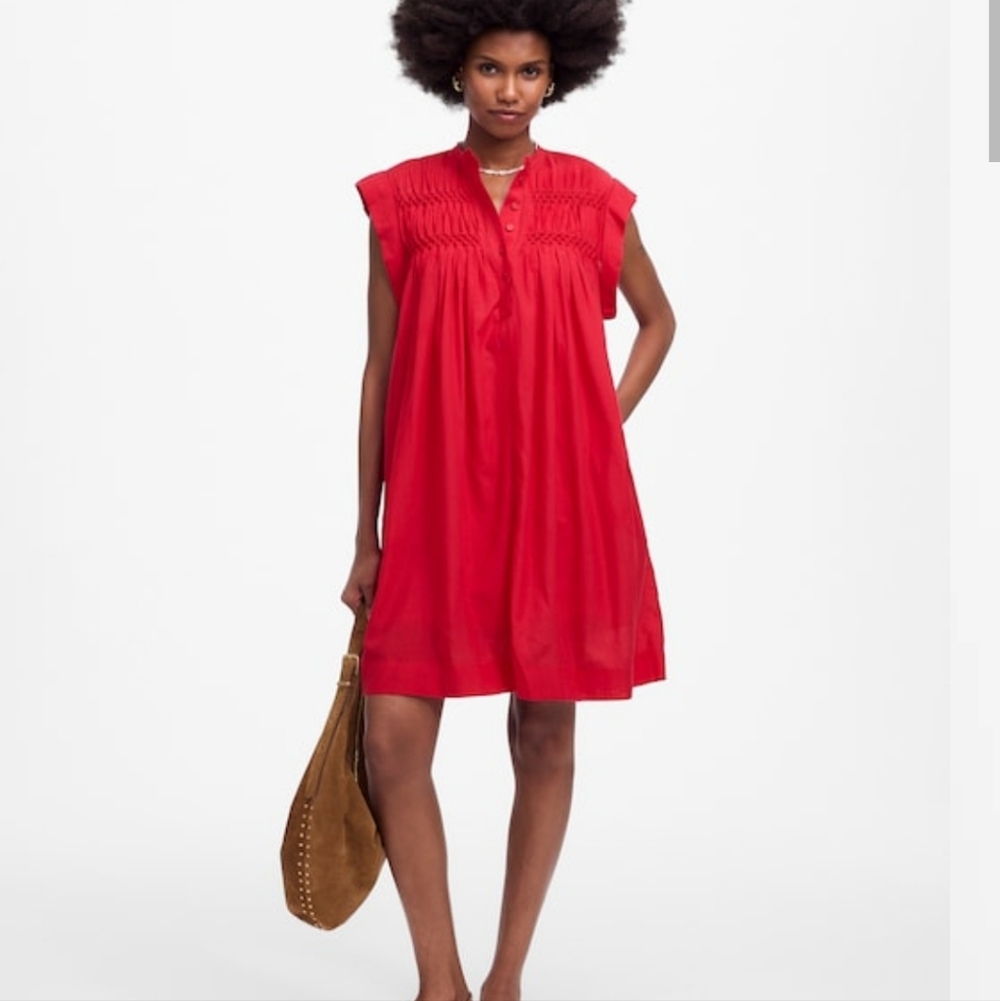 Madewell Embroidered Pleated Mini Dress NV437 NWT Size S Magenta